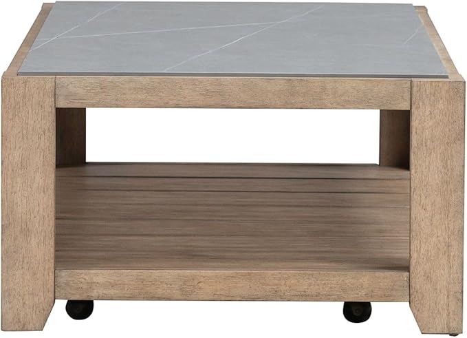 Liberty Furniture Millstone 3 Piece Living Room Set with Tile Top Cocktail Table, 2 End Tables - Nutmeg Oak Wood