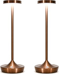 2 Pack LED Cordless Table Lamp Rechargeable，Outdoor Battery Operated Desk Lamp Touch 3 Color Dimming Portable Waterproof Night Light for Patio/Restaurant/Dining/Home (Coffee Brown)