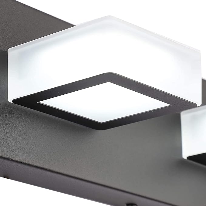 Ralbay 46" LED Matte Black Vanity Lights 7 Lights Acrylic Metal Black Modern Vanity Lights Black Bathroom Lighting Fixtures Over Long Mirror (Natural White Light 4500K)