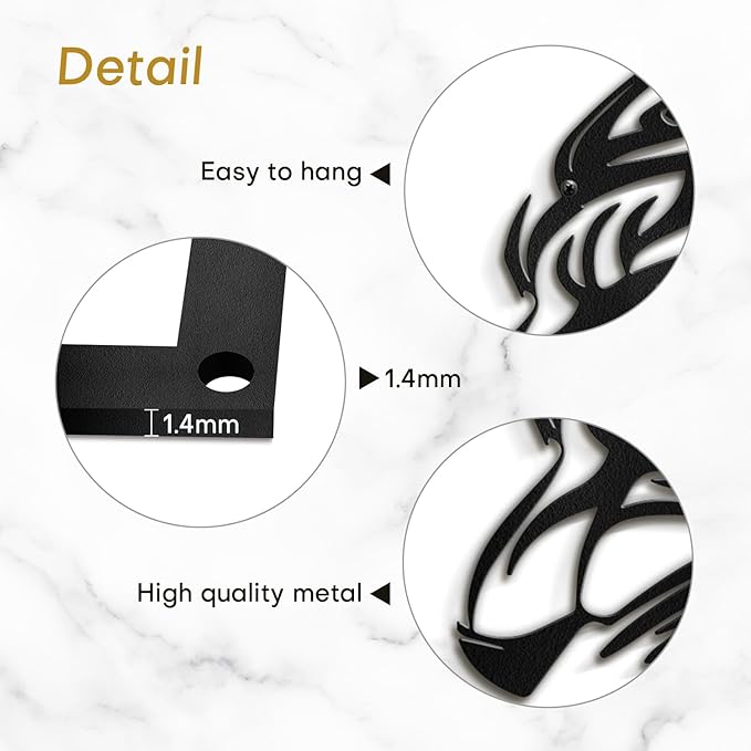 SIGNLEADER Metal Wall Art Decor Lion Minimalist Modern Abstract Wall Sculpture Hangings Home Decoration for Living Room, Bedroom, Bathroom, Kitchen, Outdoor - 24" Black