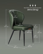 VASAGLE EKHO Collection - Dining Chairs Set of 6, Upholstered Kitchen Chairs, Comfortable Seat, Synthetic Leather with Stitching, Mid-Century Modern, Easy Assembly, Living Room Lounge, Forest Green