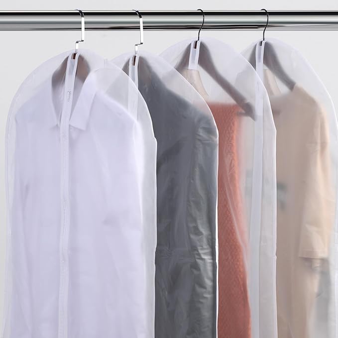 Sintuff 12 Pcs 24'' x 40'' Clear Garment Bags Bulk Clear Hanging Clothes Cover with Full Zipper Hanging Travel Garment Cover Bags for Clothes Storage