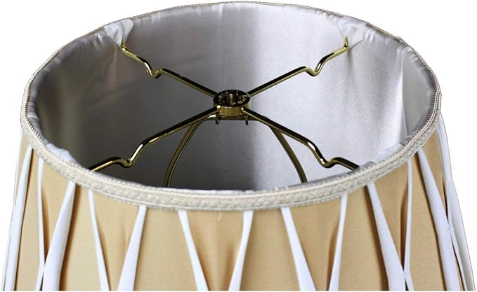 10x16x11 Beige/White Pinched Pleat Shantung Lampshade with Brass Spider fitter - Perfect for table and Floor lamps - Large, Beige/White