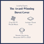 Brooklinen Luxury Percale Duvet Cover – 100% Cotton, Cool, Crisp, Extra-Long Corner Ties, Button Closure, Soft & Breathable – Machine Washable, Duvet Cover Full/Queen Bed Sizes (Slate)