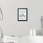 Bathroom Quotes Wall Decor, Black and White Bathroom Wall Art, Toilet Decor Signs Small Black Framed Canvas Art for Kid's Washroom