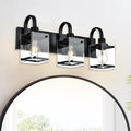 Black Bathroom Light Fixtures 3-Light Wall Sconces Lights,Industrial Vanity Light Farmhouse Lighting Fixtures Bathroom Above Mirror,Modern Wall Light fixtures