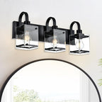 Black Bathroom Light Fixtures 3-Light Wall Sconces Lights,Industrial Vanity Light Farmhouse Lighting Fixtures Bathroom Above Mirror,Modern Wall Light fixtures