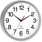 Atomic Wall Clock Modern 14 Inch Battery Operated Analog Clock Decorative for Bedroom Kitchen Bathroom Office Home Living Room (Silver)