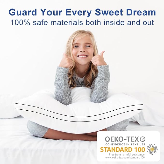 Premium Pillows Queen Size Set of 4, Fluffy and Supportive 7D Down Alternative Bed Pillows, Luxury Soft Hotel Quality Gusseted Pillow for Side Back Stomach Sleepers, Relief Neck Head and Shoulder Pain