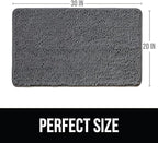 KANGAROO Bathroom Rugs, Chenille Soft Absorbent Bath Rug, Shaggy Shower Mat, Quick Dry Machine Wash Bathmat, Plush Carpet Mats for Tub, Bathtub and Room Home Decor Accessories, 30x20, Grey