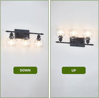 3-Light Bathroom Light Fixtures Matte Black Vanity Light Over Mirror Modern Vanity Lighting with Clear Glass Globe Vintage Wall Sconce for Kitchen Living Room Hallway Bedroom