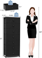 Crestlive Products Tall Dresser, 7-Drawer Fabric Storage Tower, Chests of Drawers - Vertical Organizer Unit for Bedroom, Hallway, Entryway, Nursery, Closets - Steel Frame, Wood Top & Handles (Black)