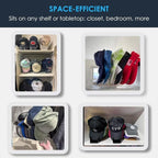 OAPRIRE Hat Stand for Baseball Caps Display and Organizer, No Install Acrylic Hat Organizer 2 Pack Holds 14 Baseball Caps for Closet, Bedroom, Dresser (Glossy Black)