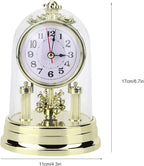 Desk Clock, Table Vintage Clock Small Silent Desk Clock Rustic Non Ticking Mantel Desktop Decorative with Dome Silent Elegant for Home Living Room Decor Office Countertop Bedroom Bedside Shelf