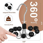 TOPIA HANGER Hoodie Hangers 2-Pack with 6 Wood Balls, 360°Swivel Purse Hanger, Scarf Hanger, Closet Hooks, Handbag Organizer, Bra Hanger, Accessory Organizers for Scarf, Tanktop, Hat, Hoodie CT43B