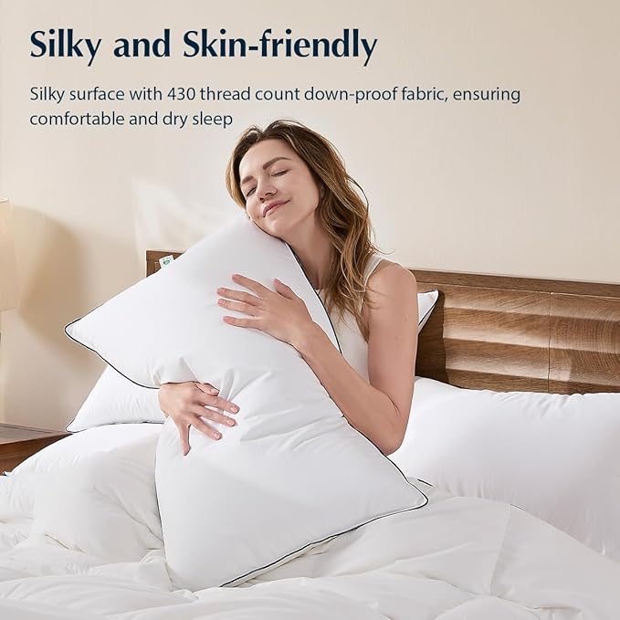 Pacific Coast White Goose Down Fiber Bed Pillow, Hotel Collection Pillow for Back, Stomach and Side Sleeper, Medium Supportive, Downproof, Standard Pillow 1 Pack