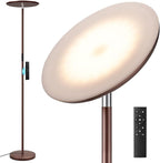 Modern LED Floor Lamp - Remote & Touch Control, Sky Torchiere Standing Lamp, Fully Dimmable, 3 Color Temperatures, Ideal for Living Room & Bedroom, Easy to Assemble(Brown)