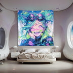 HOUHUANG Anime Fluorescent Tapestry - 59x59 Inches Large Wall Hanging for Room Decoration, Glow-in-the-Dark Trippy Boho Style with Blacklight Effects, Perfect for Bedroom and Custom Tapestry Lovers (The Winning Girl)