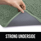 KANGAROO Bathroom Rugs, Chenille Soft Absorbent Bath Rug, Shaggy Shower Mat, Quick Dry Machine Wash Bathmat, Plush Carpet Mats for Tub, Bathtub and Room Home Decor Accessories, 30x20, Sage