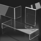 HIIMIEI Acrylic Display Riser, 3 Step 12" Large Acrylic Risers, Thickened to 5mm Clear Rectangular Display Shelf for Cupcake Stand, Tiered Display Stand for gemstone, curio, figurines, Collectibles