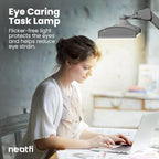 Neatfi LED Desk Lamp, 3,500 Lumens, 3 Light Modes, Dimmable, 45W, 26” Wide Shade, 540 SMD LEDs, Eye-Caring Task Lamp for Reading, Crafting, Workbench, Office (CCT with Clamp, Silver)