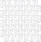 Set of 48 White Votive Candles,Unscented Candles Filled in Clear Glass,Ideal Gift for Weddings,Emergency Lighting,Aromatherapy,Holidays,Meditation,Parties