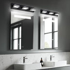 OKELI Bathroom Light Fixtures Black Modern 3-Lights Vanity Light Over Mirror LED Dimmable 350° Adjustable Lamp Head 24W 6000K Cool White ETL Listed 24 Inch
