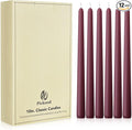 New Burning Formula Unscented Dripless 10-Inch Taper Candles Set of 12 - Burgundy, for Wedding, Dinner - Smokeless, Long Burning - Hand Poured, Colored Tall Candlesticks - Burdeos