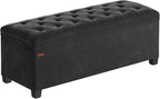 SONGMICS Velvet Storage Ottoman Bench, Foot Rest with Legs, 15.7 x 43 x 15.7 Inches, End of Bed Bench, Storage Chest, Load up to 660 lb, for Living Room, Bedroom, Entryway, Ink Black ULSF089B02