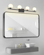 New Bathroom Vanity Light Fixtures Matte Black Milk White Globe Glass Shade 4 Lights Modern Wall Bar Sconce Over Mirror(4 lights-35.43inch)