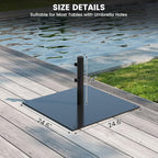 Sundale Outdoor Umbrella Base 40lbs with Stainless Steel Umbrella Tube, Heavy Duty Square Steel Umbrella Stand, Black