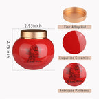 Ceramic Small Urn for Human Ashes Keepsake Mini Decorative Urn with Metal Threaded Lid Secure Seal for Adult or Pet Ashes - Red