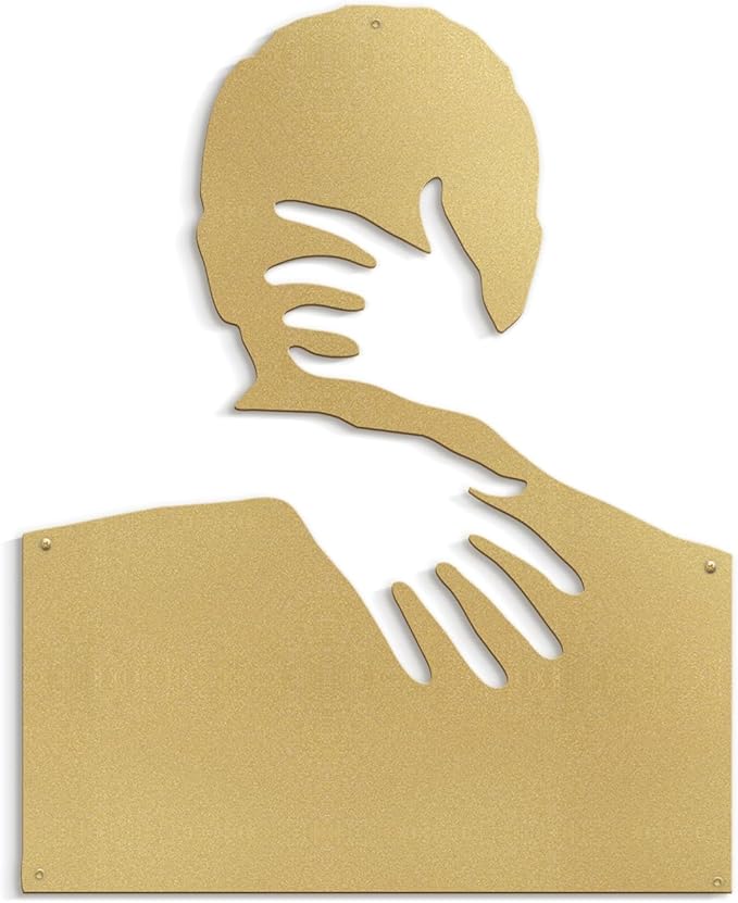 SIGNLEADER Metal Wall Art Decor Love Romance Minimalist Modern Abstract Wall Sculpture Hangings Home Decoration for Living Room, Bedroom, Bathroom, Kitchen, Outdoor - 18" Gold