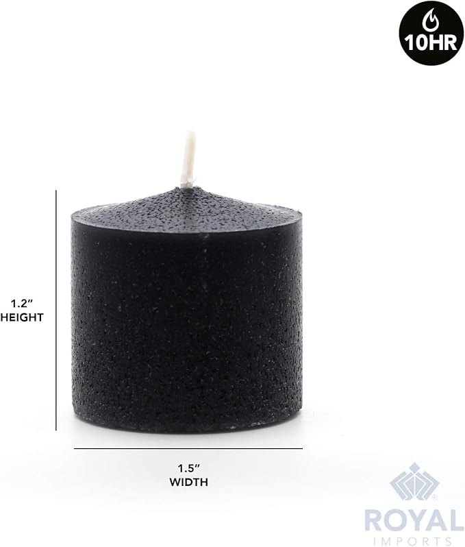 Royal Imports Votive Candle, Unscented Wax, Box of 72, for Wedding, Birthday, Holiday & Home Decoration (10 Hour), Black