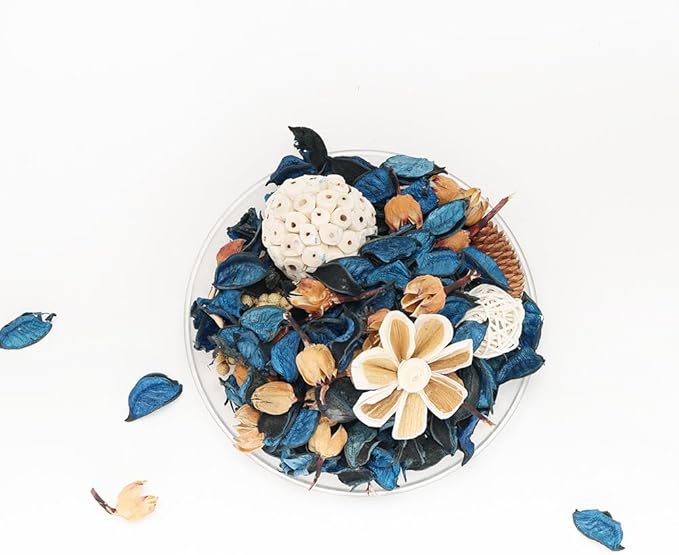 Potpourri Bowl Filler, Spring Pot pourri Dried Flower Vase Fill Mix, Home Decor Scented Dry Poporri, 3 Color Options Natural Flower Home Decor (Blue)