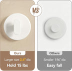 Suction Cup Hooks for Shower: 15 LB Strong Wall Hanger for Bathroom, Front door, Glass, Window, RV, Holder for Towel, Christmas Wreath, Coat, Loofah, Waterproof & Reusable, Cream White 10-Pack