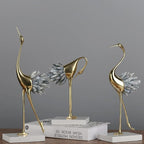 suruim Gold Decor Accents,Brass Birds Statues Gold Home Decor Modern Crystal Decor Ornaments for Living Room, Bedroom, Office Desktop, Cabinets (Blue C)