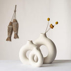 CEMABT Vases for Pampas Grass,Creative Vase Modern Home Decor,Handmade Vase White Ceramic Dried Flowers Crafts Ornaments for Office Home Deco Decoration