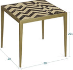 Nikki Side Table – Modern Luxury Mosaic Stone Top with Bright Brass Base, Commercial Grade Quality End Table - 20" H x 20" L x 20" W