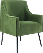 HomePop Mordern Accent Chair, Homepop Home Décor, Accent Chairs for Living Room & Bedroom, Fabric Reading Living Room Side Chair, Single Sofa with Lounge Seat and Metal Legs - Green Velvet