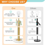 【Upgrade】Gold Floor Lamps for Living Room, 55"-67" Height Adjustable Modern Standing Lamp with Marble Base, Pull Chain Switch, 3-Way Dimmable Tall Pole Lamp for Bedroom Office Reading, Bulb Included