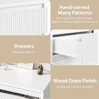 6 Drawer Dresser, Fluted Dresser for Bedroom with Sleek Hidden Handles, Bedroom Dressers with Drawers, Wood Closet Clothes Storage Organizer for Bedroom, Pure White