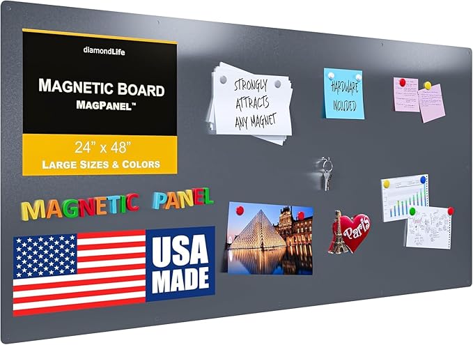 24"x48" - Magnetic Board - Memo & Vision Board for Home, Office, and Classroom - Magnet Board for Kids - Command Strips Included