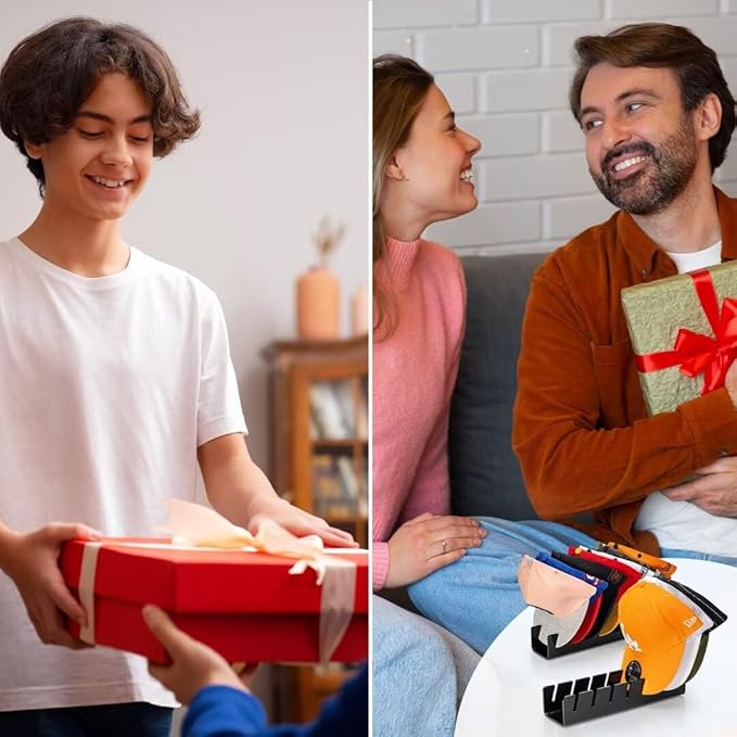 OAPRIRE Hat Stand for Baseball Caps Display and Organizer, No Install Acrylic Hat Organizer 2 Pack Holds 14 Baseball Caps for Closet, Bedroom, Dresser (Glossy Black)