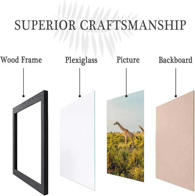 9 x 11 Picture Frame Set of 3, Poster Photo frame, Horizontal and Vertical Formats for Wall or Tabletop, 9 x 11 Black Wooden Frame with Shatter Resistant Plexiglass, best gift