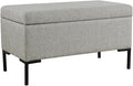 HomePop Upholstered Storage Bench with Metal Leg, 32" W, Gray Fabric