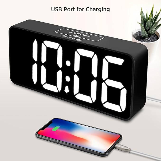 DreamSky Large Digital Alarm Clock Big Numbers for Seniors & Visually Impaired, 9 Inches Electric Clocks for Bedroom, Jumbo Display Fully Dimmable Brightness, USB Ports, Adjustable Alarm Volume
