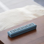 CEREMONY Incense Holder,Ceramic Incense Holder for Sticks with Ash Catcher,Coffin Style Incense Box,Incense Burner for Meditation Yoga Spa Room Decor(Blue)
