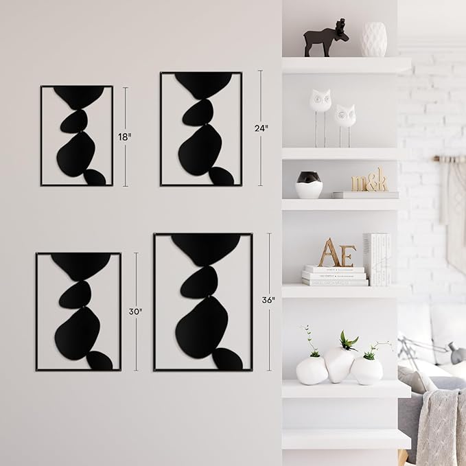 SIGNLEADER Metal Wall Art Decor Abstract Shapes Illustrations Minimalist Modern Abstract Wall Sculpture Hangings Home Decoration for Living Room, Bedroom, Bathroom, Kitchen, Outdoor - 36" Black
