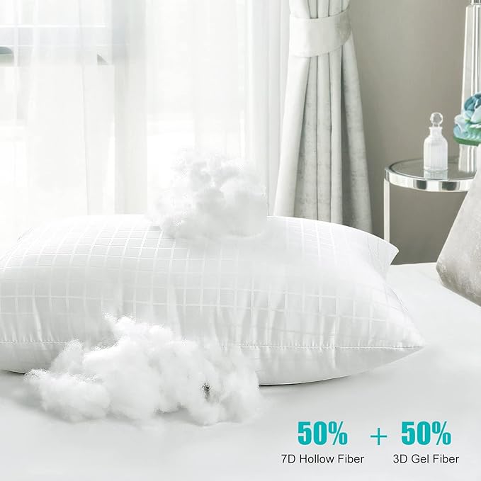 EIUE 2 Pack Queen Size Bed Pillows for Sleeping,Super Soft Down Alternative Microfiber Filled Pillows,20 x 30 Inches,White